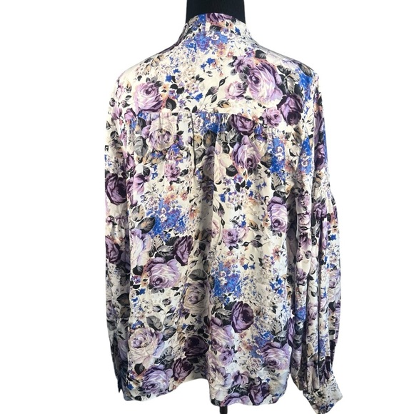 Parker Size Medium Long Sleeve 100% Silk Floral V-Neck Women's Top - Picture 4 of 9
